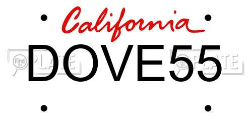 DOVE55 California License Plate