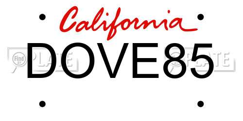 DOVE85 California License Plate