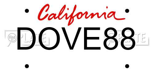 DOVE88 California License Plate