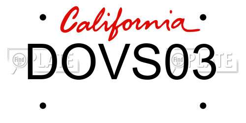 DOVS03 California License Plate