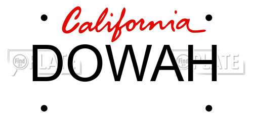DOWAH California License Plate