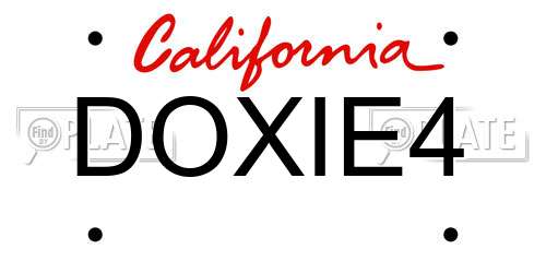DOXIE4 California License Plate