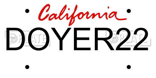 DOYER22 California License Plate