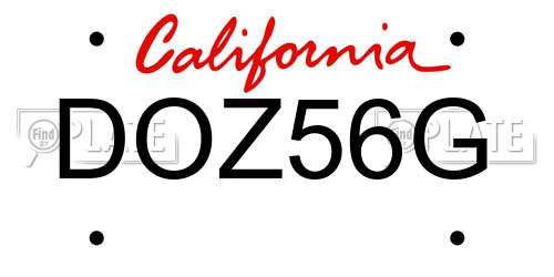 DOZ56G California License Plate
