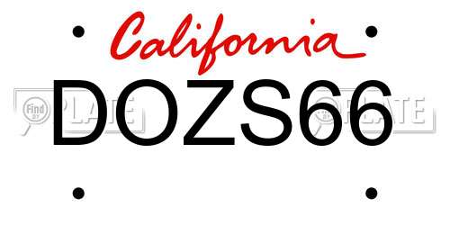 DOZS66 California License Plate