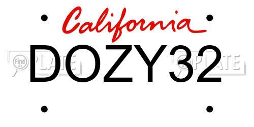 DOZY32 California License Plate
