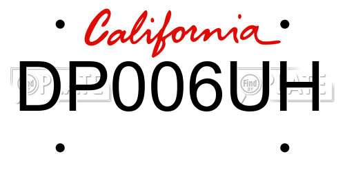 DP006UH California License Plate