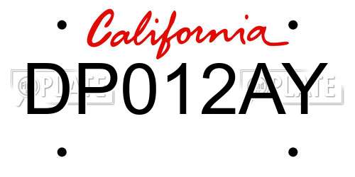 DP012AY California License Plate
