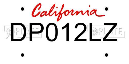 DP012LZ California License Plate