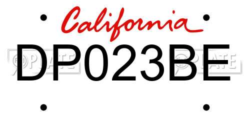 DP023BE California License Plate