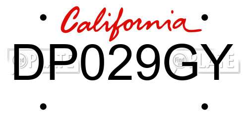 DP029GY California License Plate