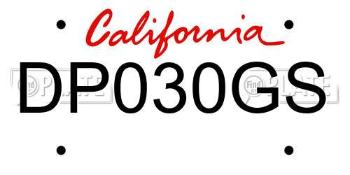 DP030GS California License Plate