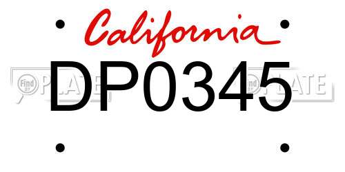 DP0345 California License Plate