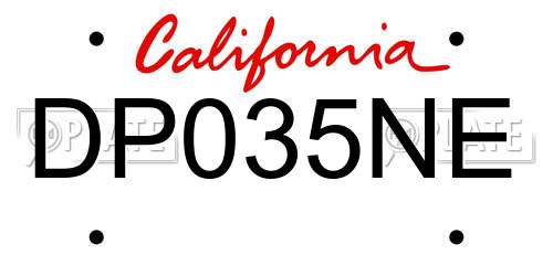DP035NE California License Plate