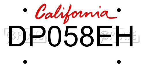 DP058EH California License Plate