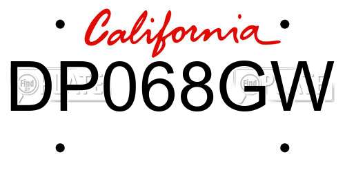 DP068GW California License Plate