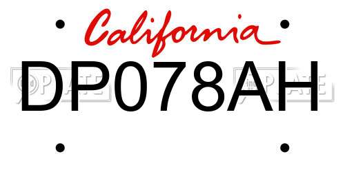 DP078AH California License Plate