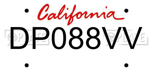 DP088VV California License Plate