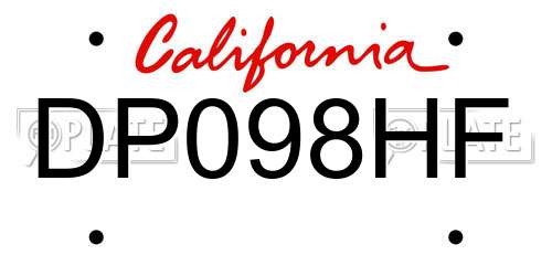 DP098HF California License Plate