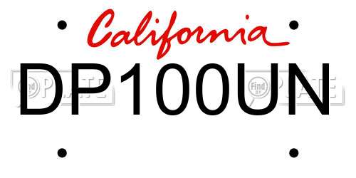 DP100UN California License Plate