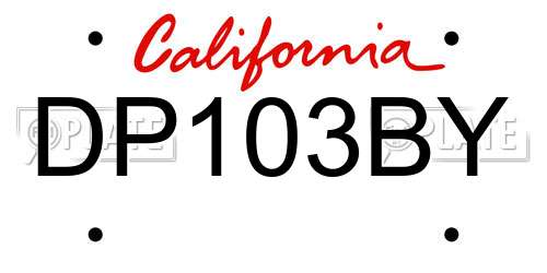 DP103BY California License Plate