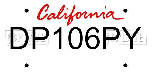 DP106PY California License Plate