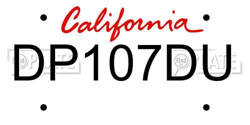 DP107DU California License Plate