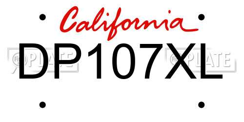 DP107XL California License Plate