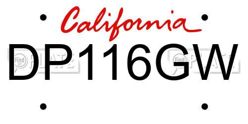 DP116GW California License Plate