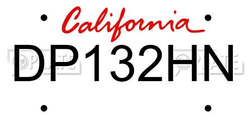 DP132HN California License Plate