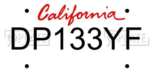 DP133YF California License Plate
