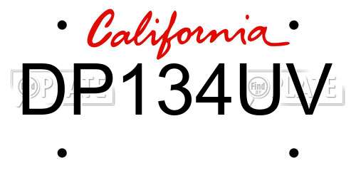 DP134UV California License Plate