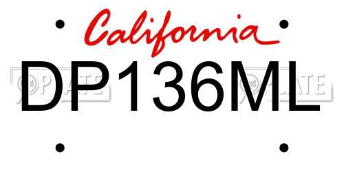 DP136ML California License Plate