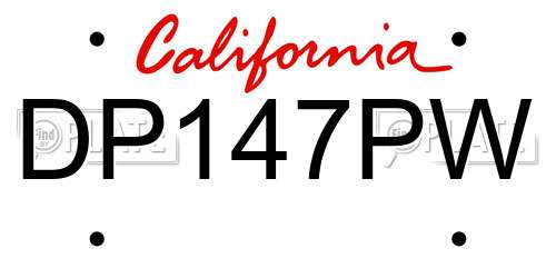 DP147PW California License Plate