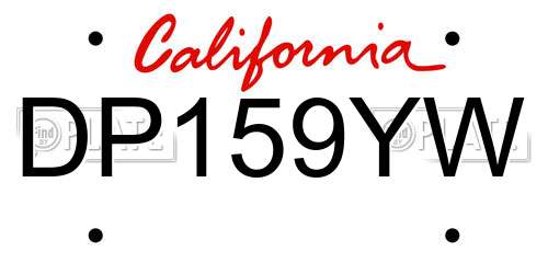 DP159YW California License Plate