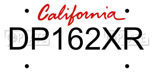 DP162XR California License Plate