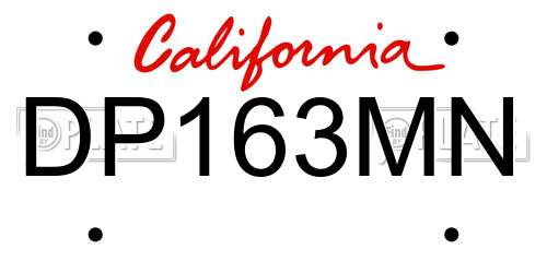 DP163MN California License Plate