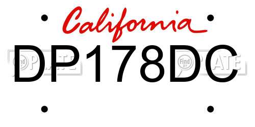 DP178DC California License Plate