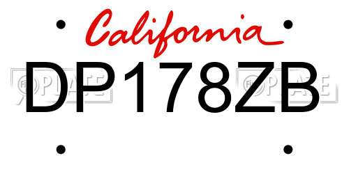 DP178ZB California License Plate
