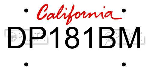 DP181BM California License Plate