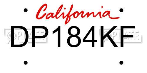 DP184KF California License Plate
