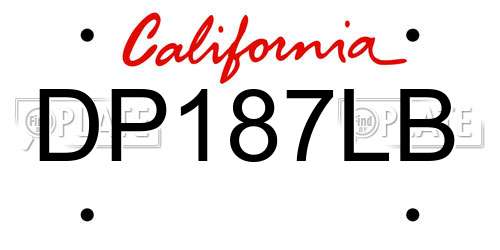 DP187LB California License Plate
