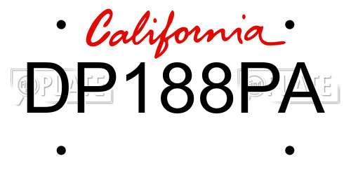 DP188PA California License Plate