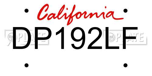 DP192LF California License Plate