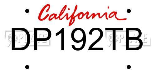 DP192TB California License Plate