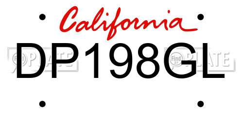 DP198GL California License Plate