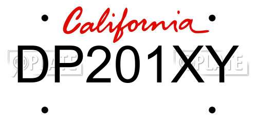 DP201XY California License Plate