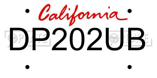 DP202UB California License Plate