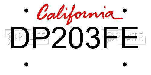DP203FE California License Plate