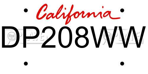 DP208WW California License Plate